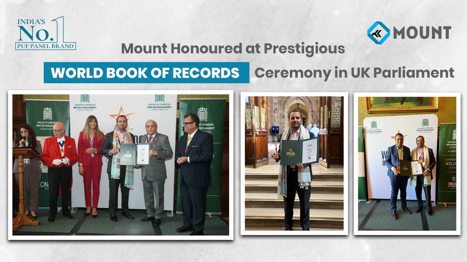 Mount Honoured at Prestigious World Book of Records Ceremony in UK Parliament