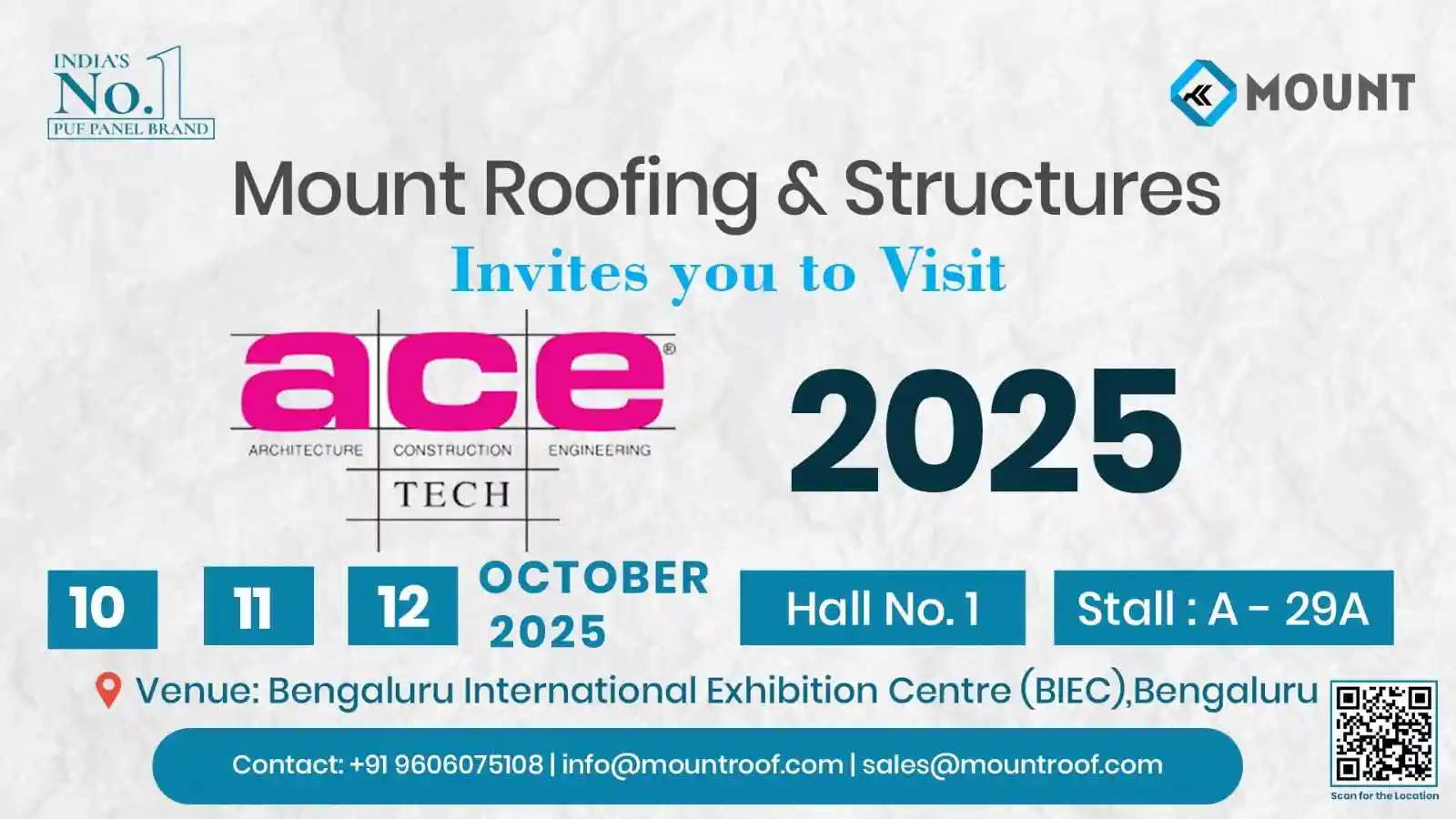 Mount  is Participating in the ACETECH Expo Bangalore 2025: Pioneering the Future of Construction
