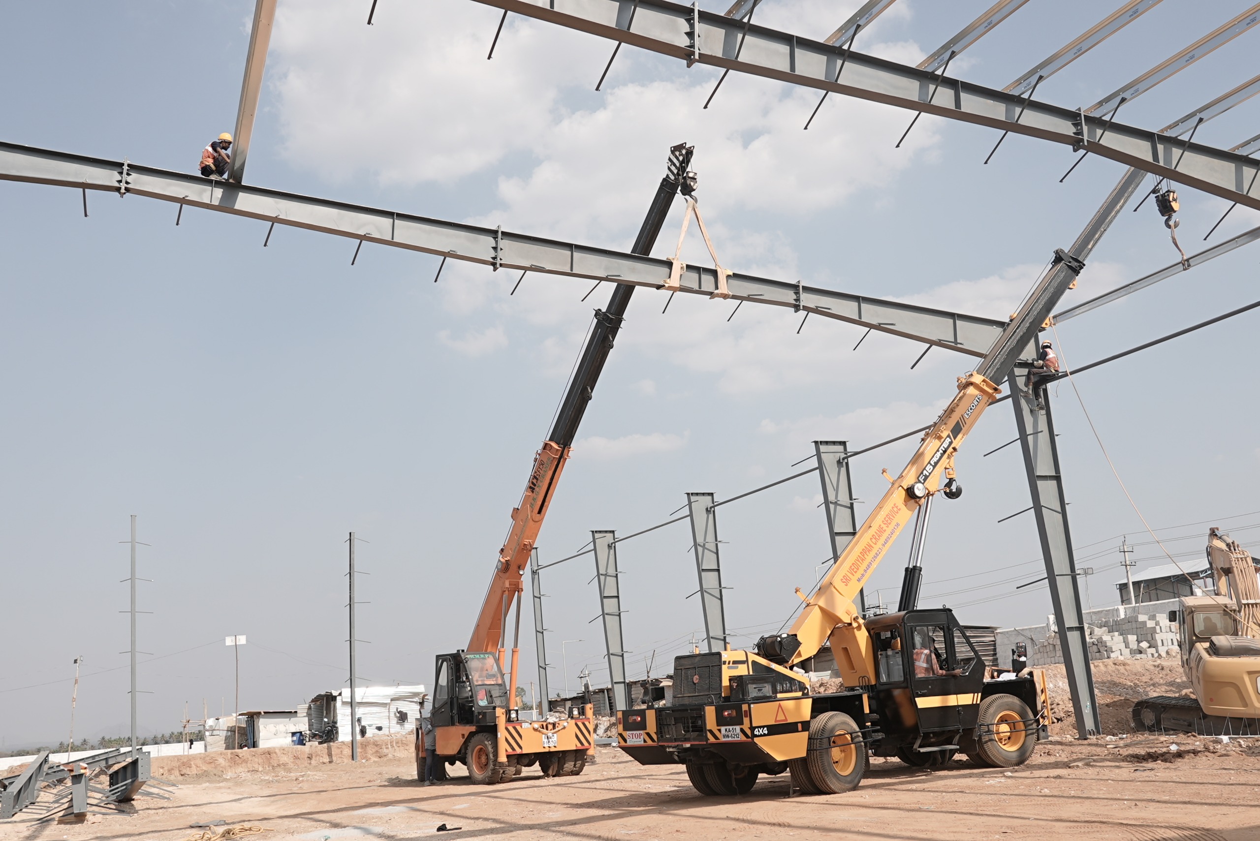 Primary steel frames were erected up to 9 grids PEB - MOUNT